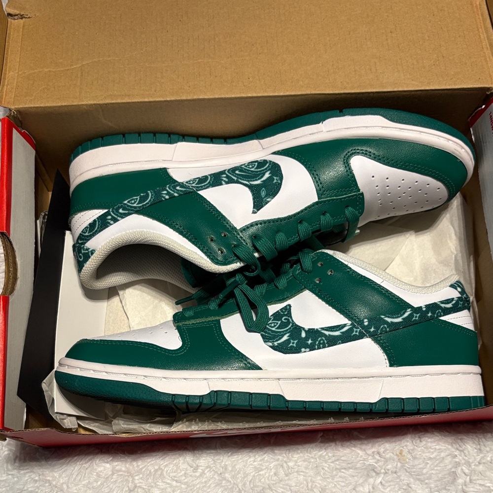 Green and White Dunks